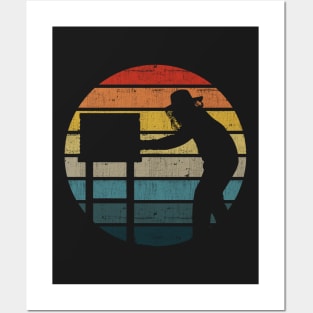 Beekeeper Silhouette On A Distressed Retro Sunset design Posters and Art